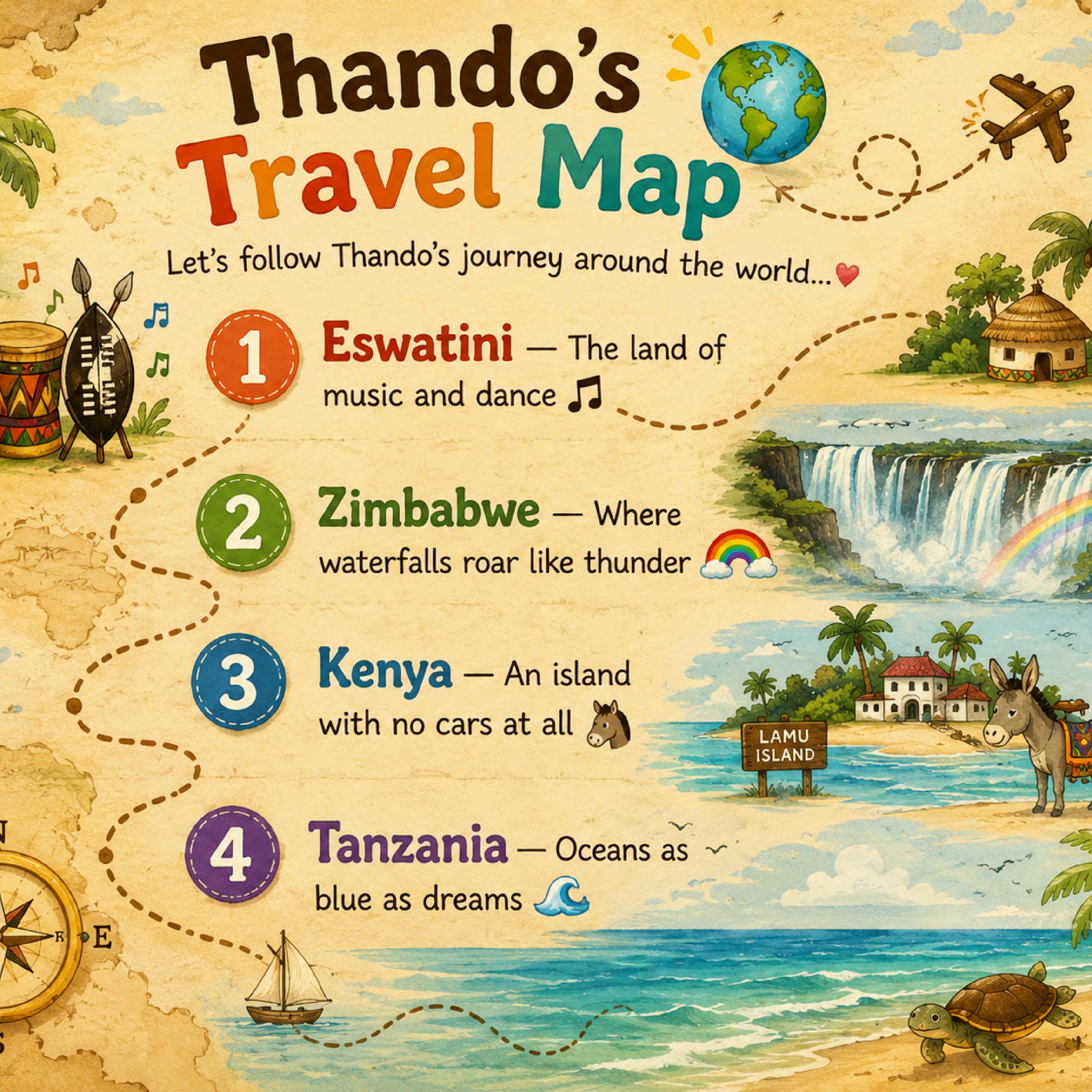 Thando's illustrated travel map